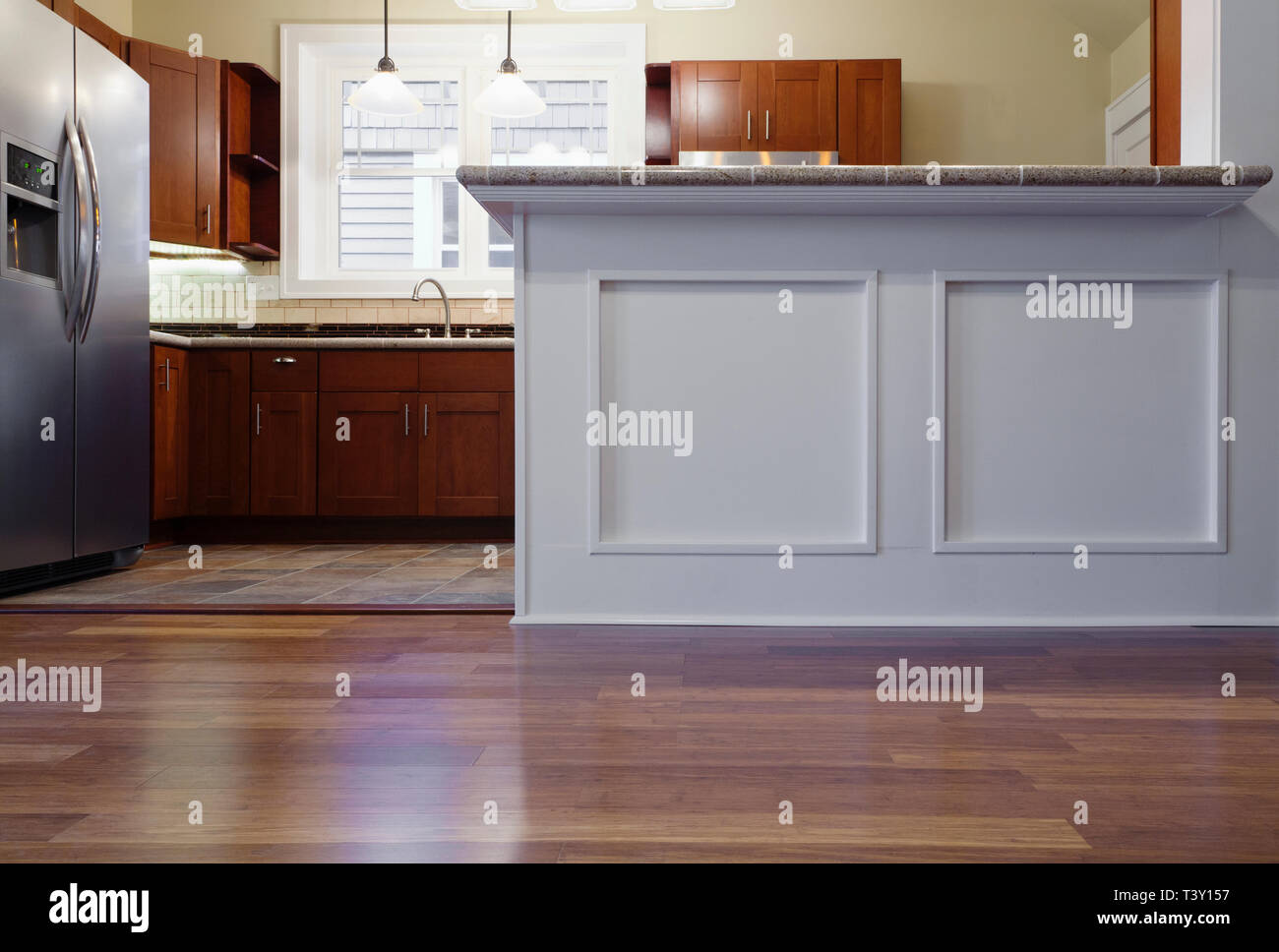 Breakfast bar and in kitchen Stock Photo Alamy