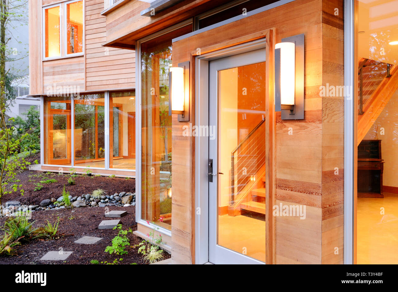 Glass windows and doors of modern house Stock Photo - Alamy