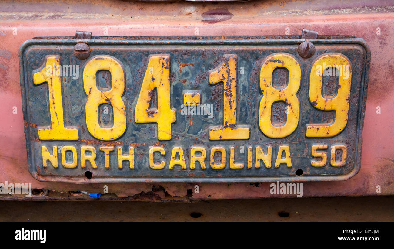 CONCORD, NC (USA) April 6, 2019 Antique North Carolina auto license