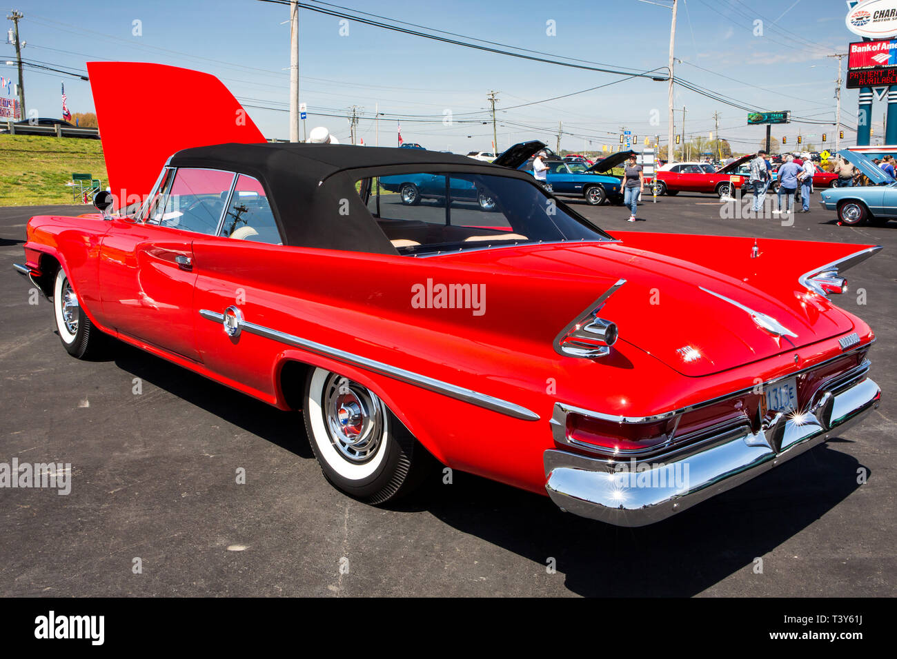 CONCORD, NC (USA) - April 6, 2019:  A 1961 Chrysler 300 G automobile on display at the Pennzoil AutoFair Classic Car Show at Charlotte Motor Speedway. Stock Photo