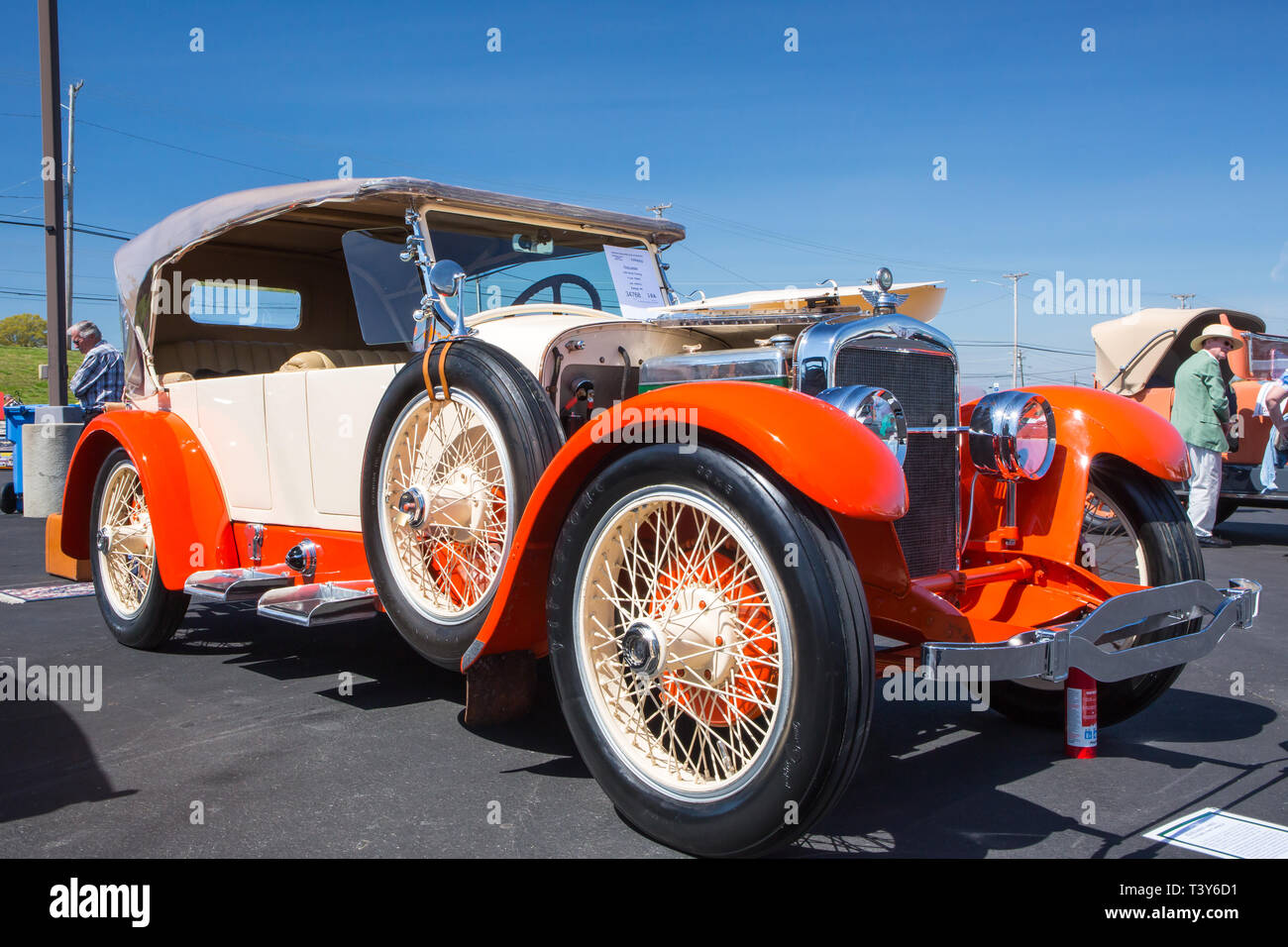 CONCORD, NC (USA) - April 6, 2019:  A 1923 Stutz Touring automobile on display at the Pennzoil AutoFair Classic Car Show at Charlotte Motor Speedway. Stock Photo