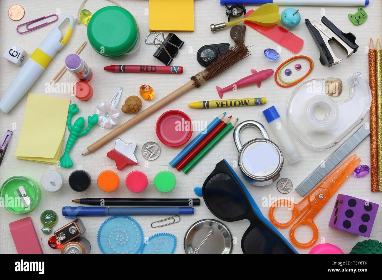 I spy game created from common household items Stock Photo