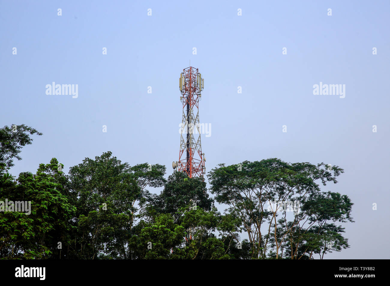 Mobile phone network tower at Najirpur in Pirojpur, Bangladesh Stock