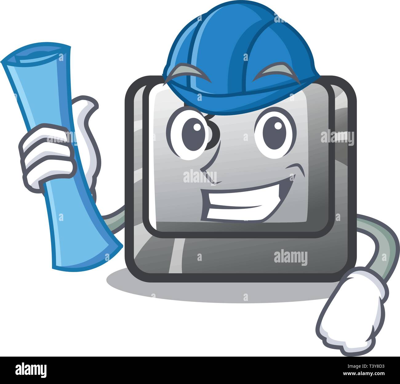 Architect button B isolated with the cartoon Stock Vector