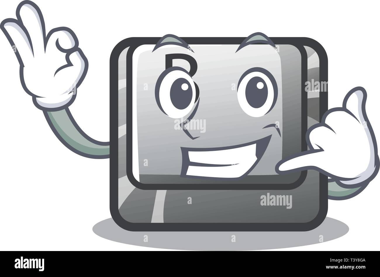 Call me button B in the character shape Stock Vector