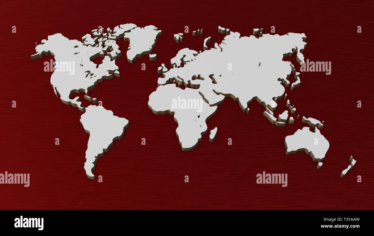 White 3D world map illustration isolated Stock Photo - Alamy