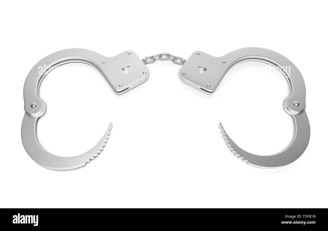 Open handcuffs. 3d rendering illustration isolated on white background