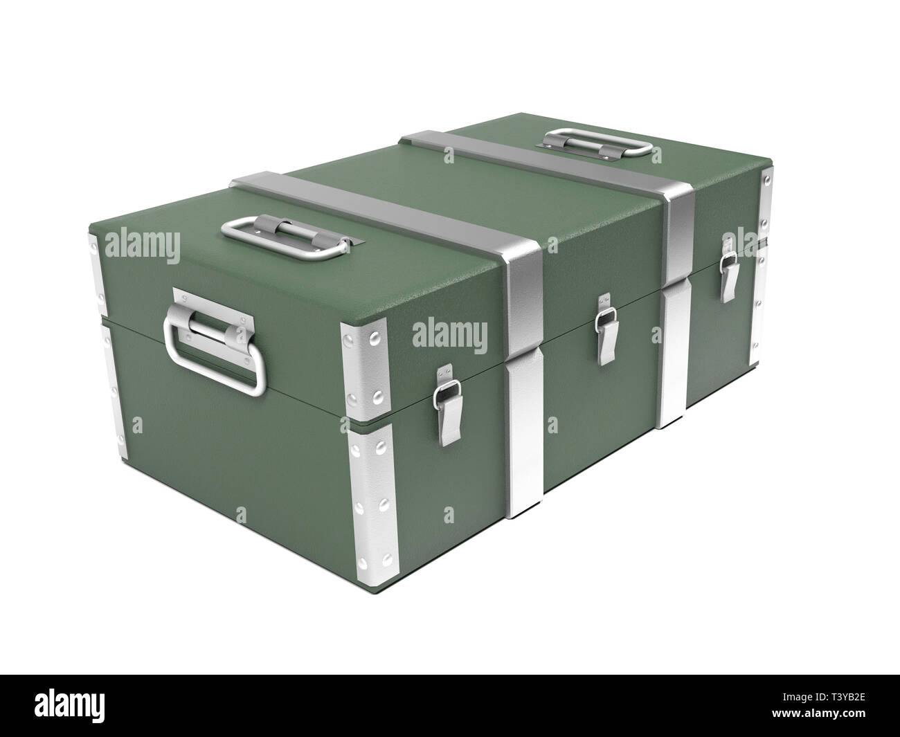 Green military storage box. 3d rendering illustration isolated on white background Stock Photo