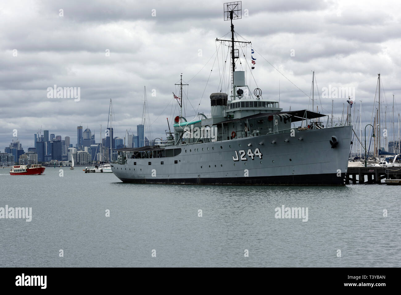 The HMAS Castlemaine, now a museum ship, permanently docked at the HM