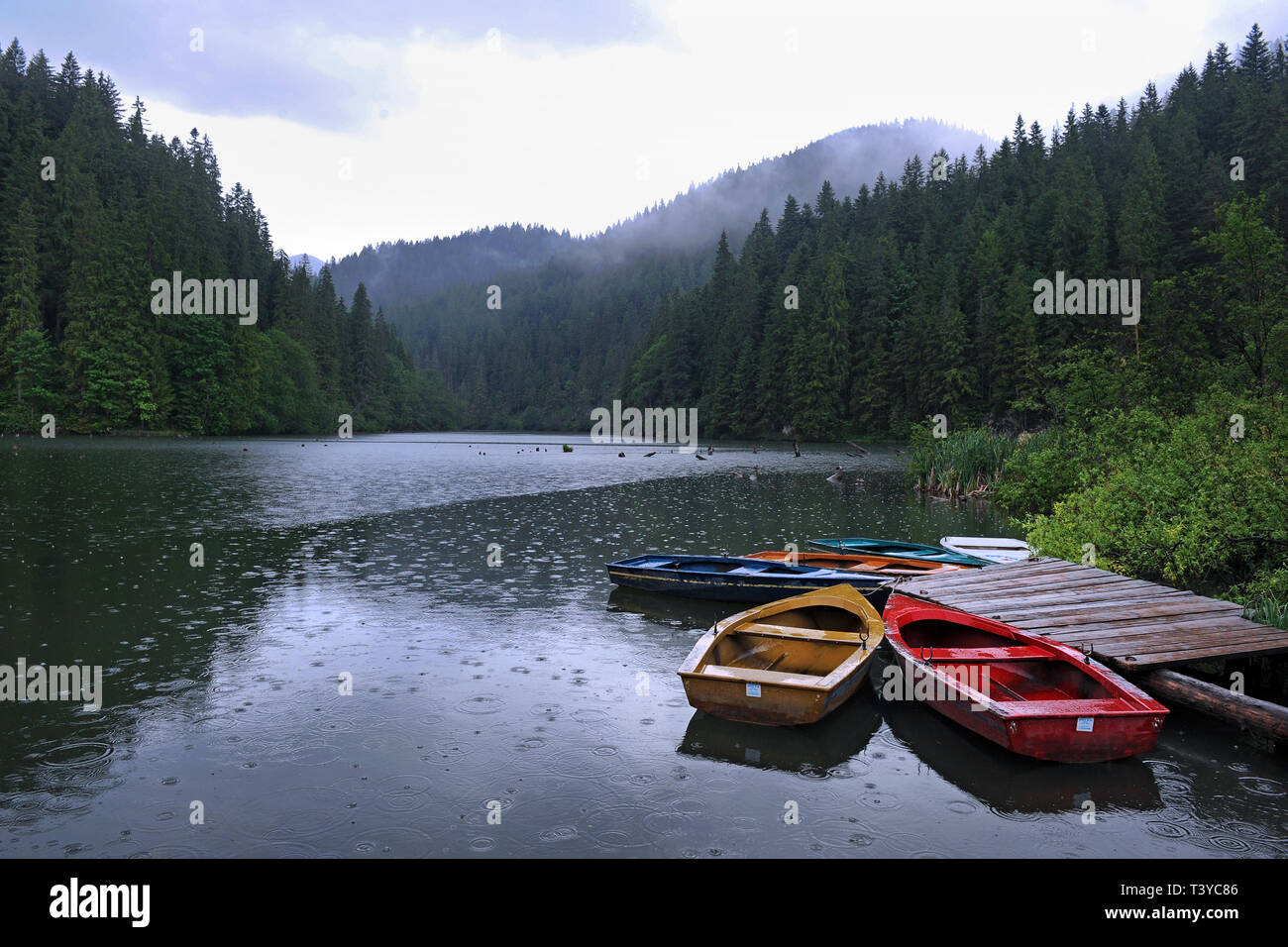 The Red Lake (Lacul Rosu) in tha Carpathian Mountains, Romania Stock Photo