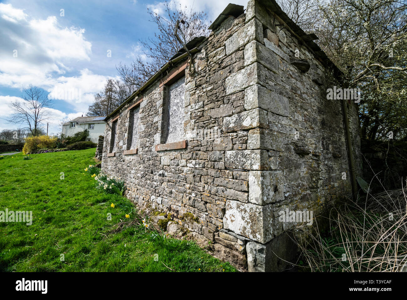 Abandoned building/village hall 'The Monty' in Helton, near Askham, Lake District, Cumbria, UK Stock Photo