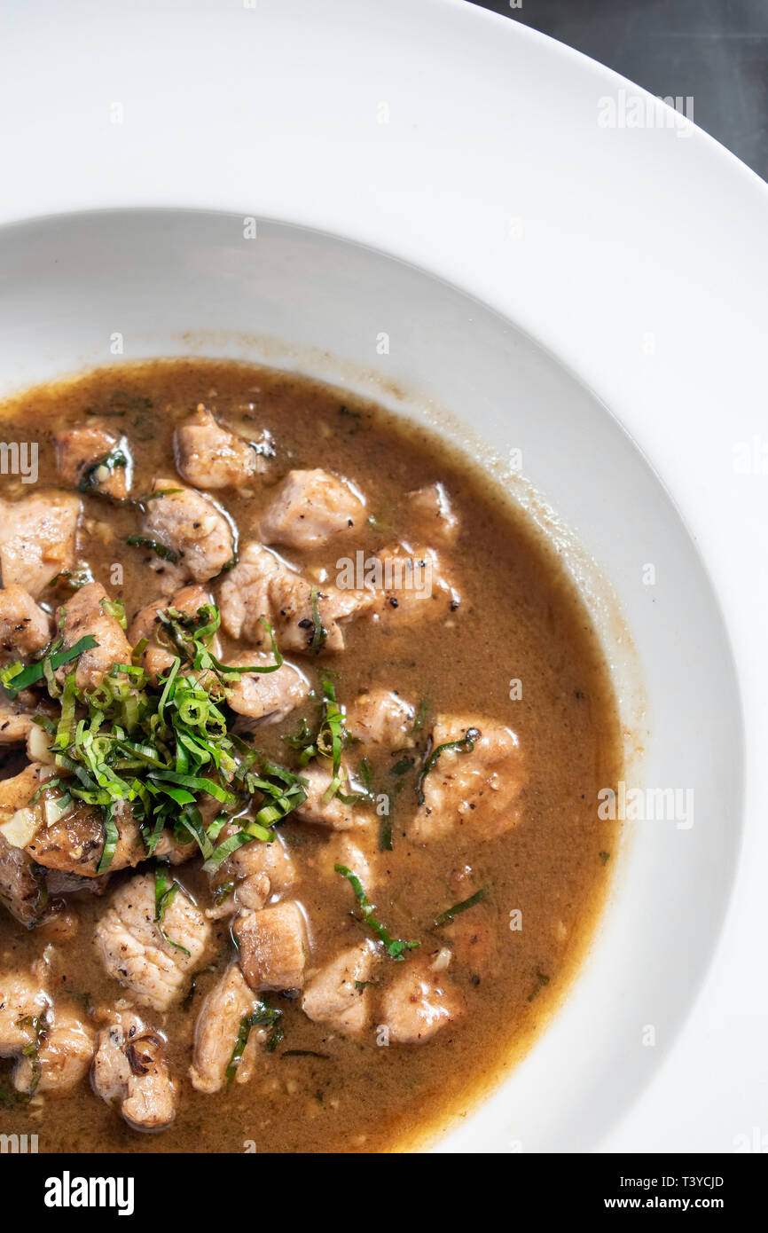 pica pau traditional portuguese food spicy pork stew dish in lisbon restaurant Stock Photo