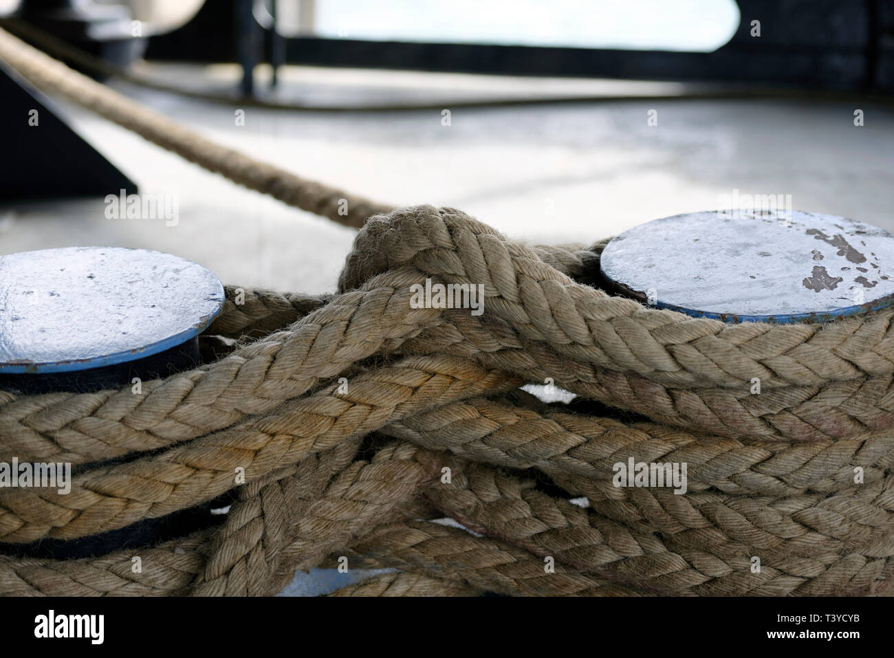 Mooring rope and bollards onboard the Sea Shepherd's flagship vessel