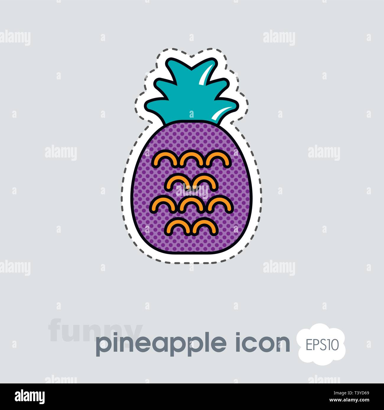 Pineapple with leaf icon. Pineapple tropical fruit sign. Vector ...