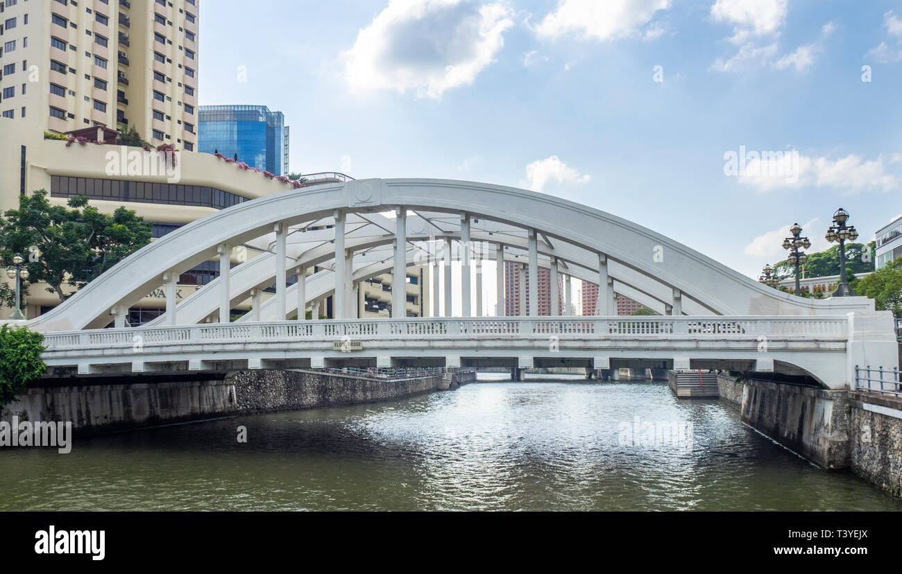 Elgin Bridge a suspension bridge over Singapore River connecting South