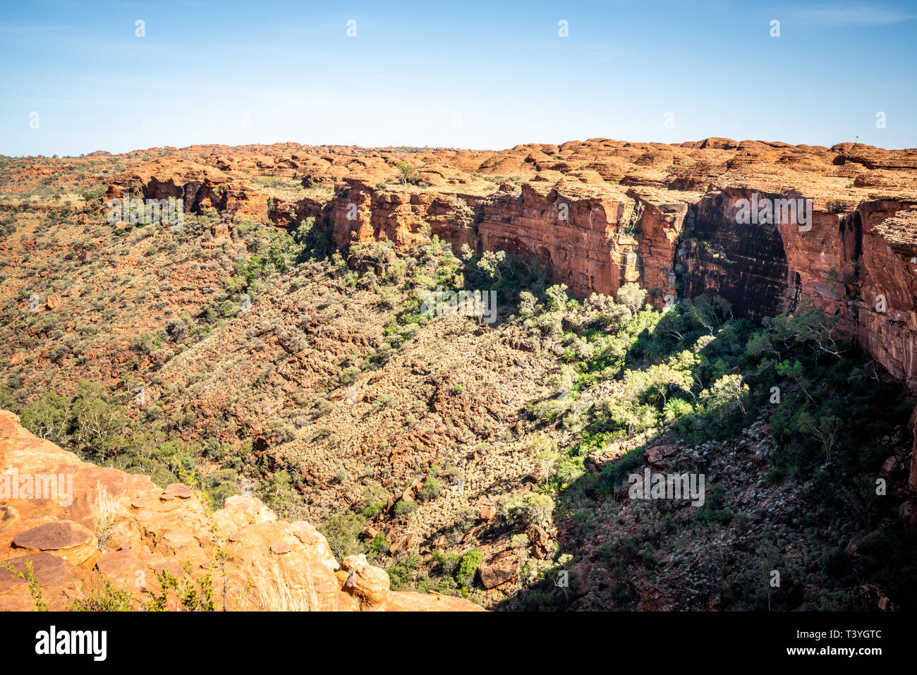 Kings canyon scenic panorama with huge cliffs during the Rim walk in NT ...
