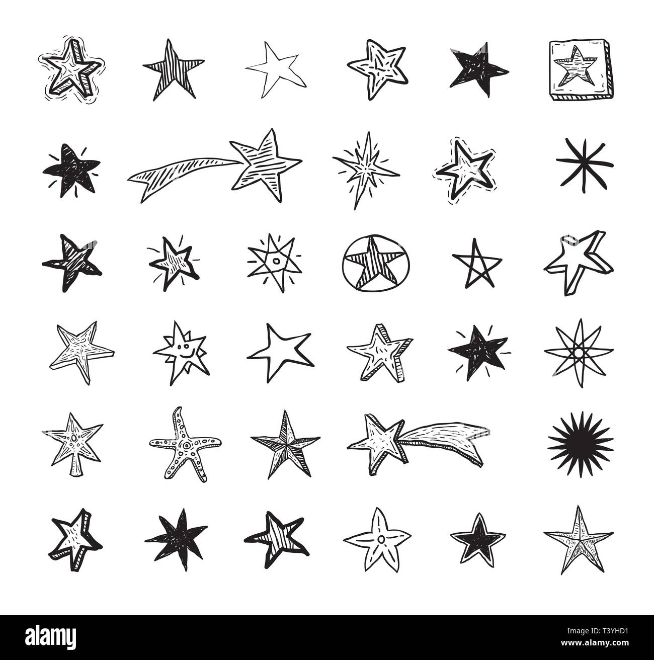 Star Doodles, hand drawn vector illustration Stock Vector Image & Art ...