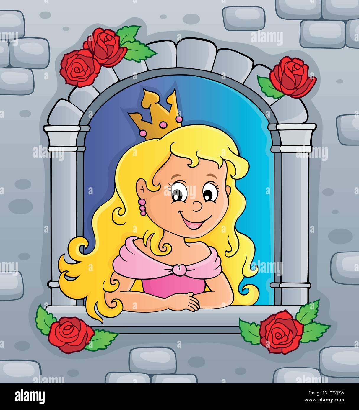 Princess In Window Theme Image 2 Eps10 Vector Illustration Stock Princess In Window Theme Image 2 Eps10 Vector Illustration Stock