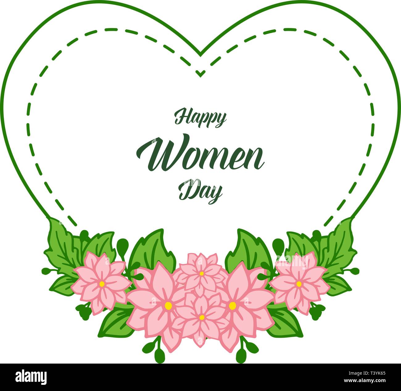 Vector illustration card of happy women day with elegant leaf flower ...