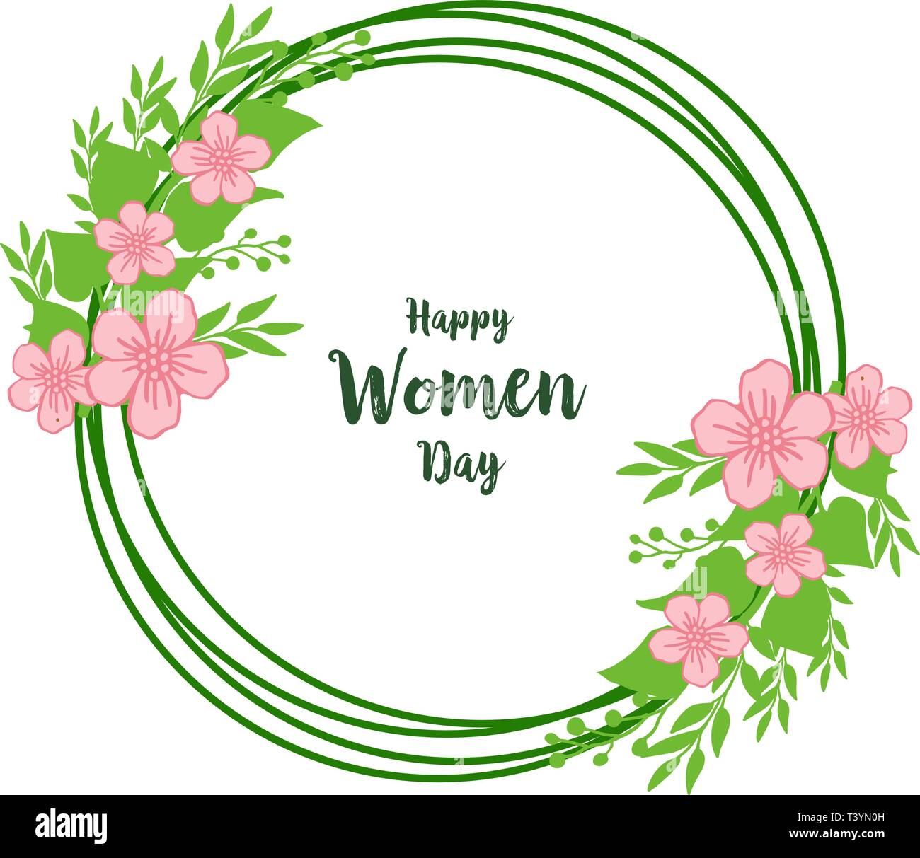 Vector illustration greeting card of happy women day for round pink ...