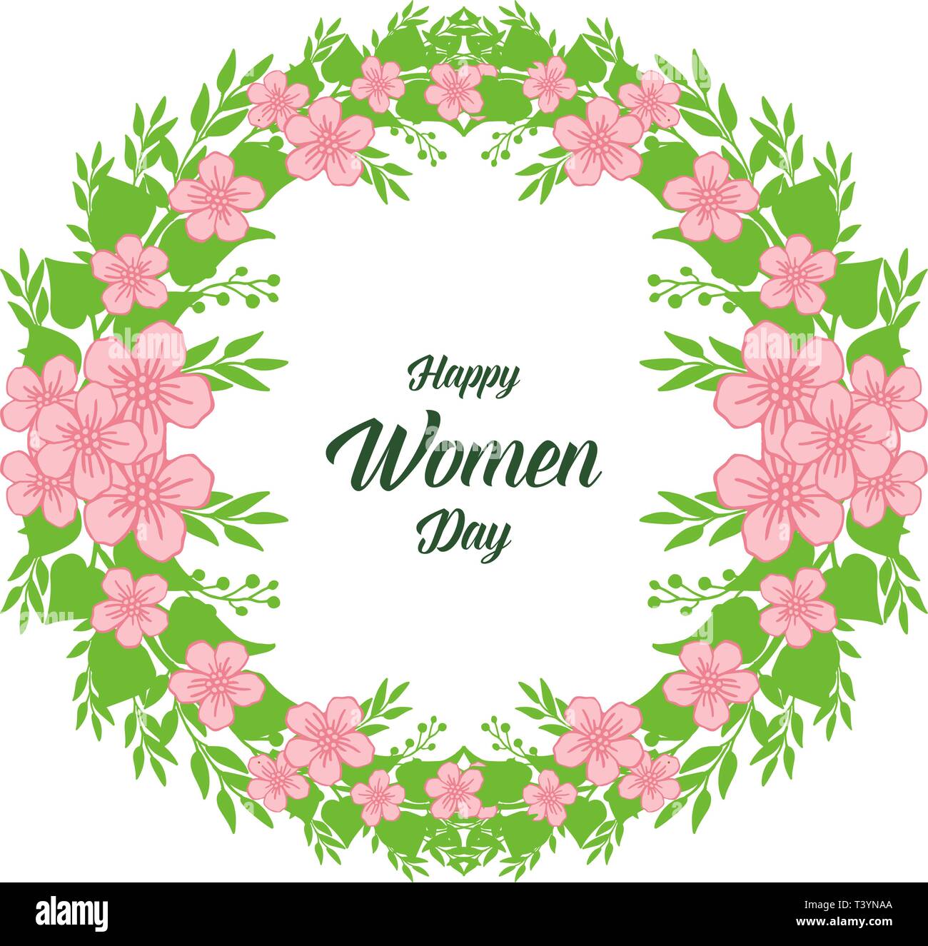 Vector illustration greeting card of happy women day for round pink ...