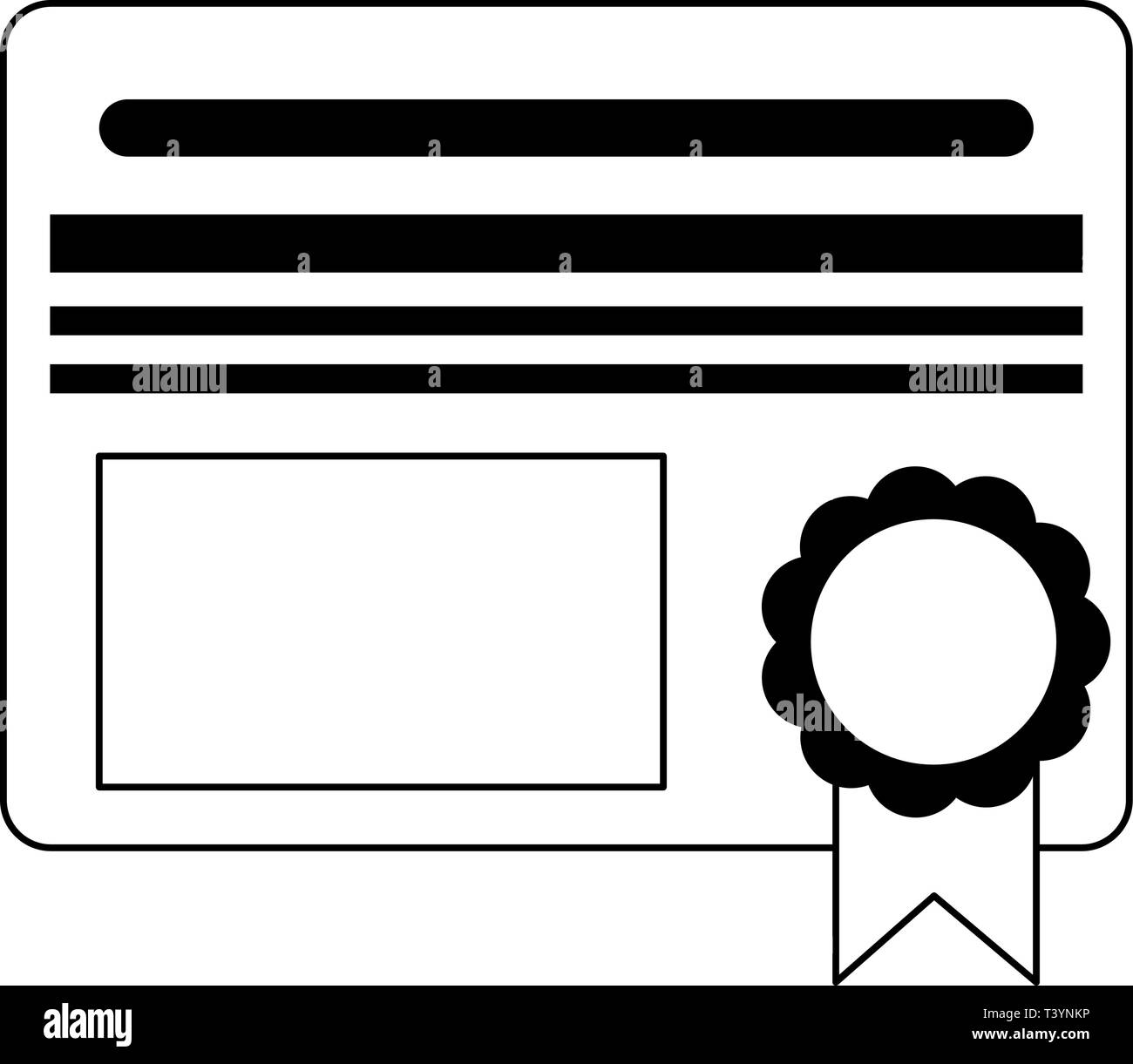 Diploma education certification symbol black and white Stock Vector ...