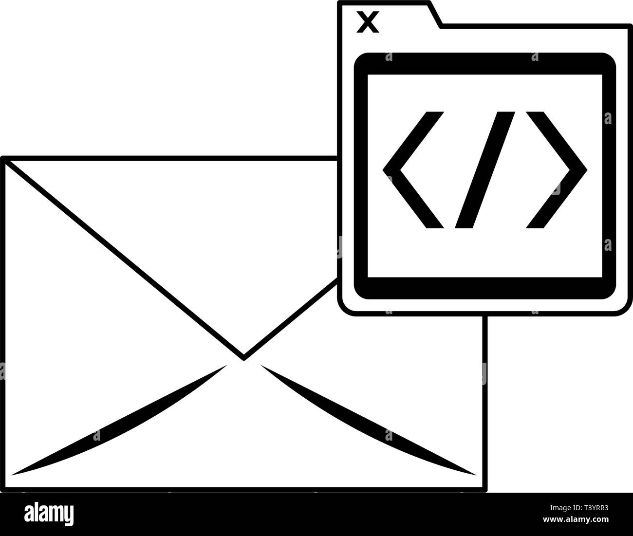 Programming codes technology in black and white Stock Vector Image ...
