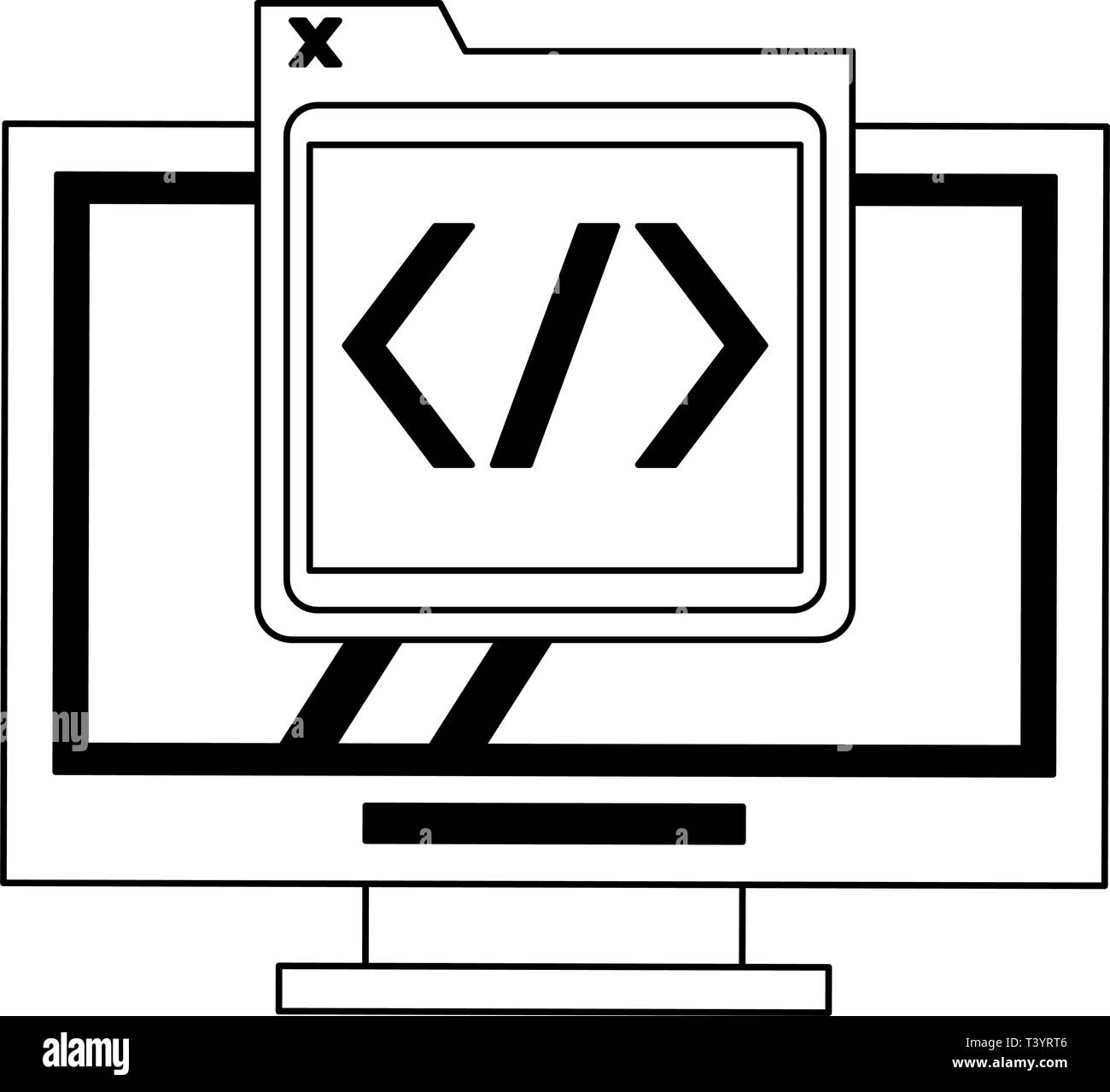 Programming codes technology in black and white Stock Vector Image ...