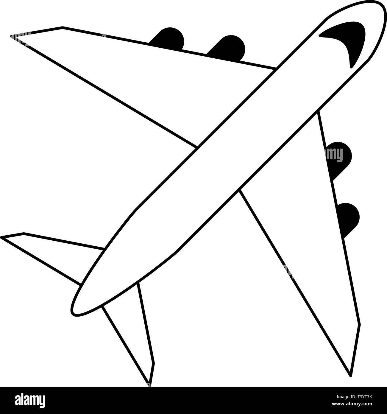 Airplane jet isolated topview black and white Stock Vector Image & Art