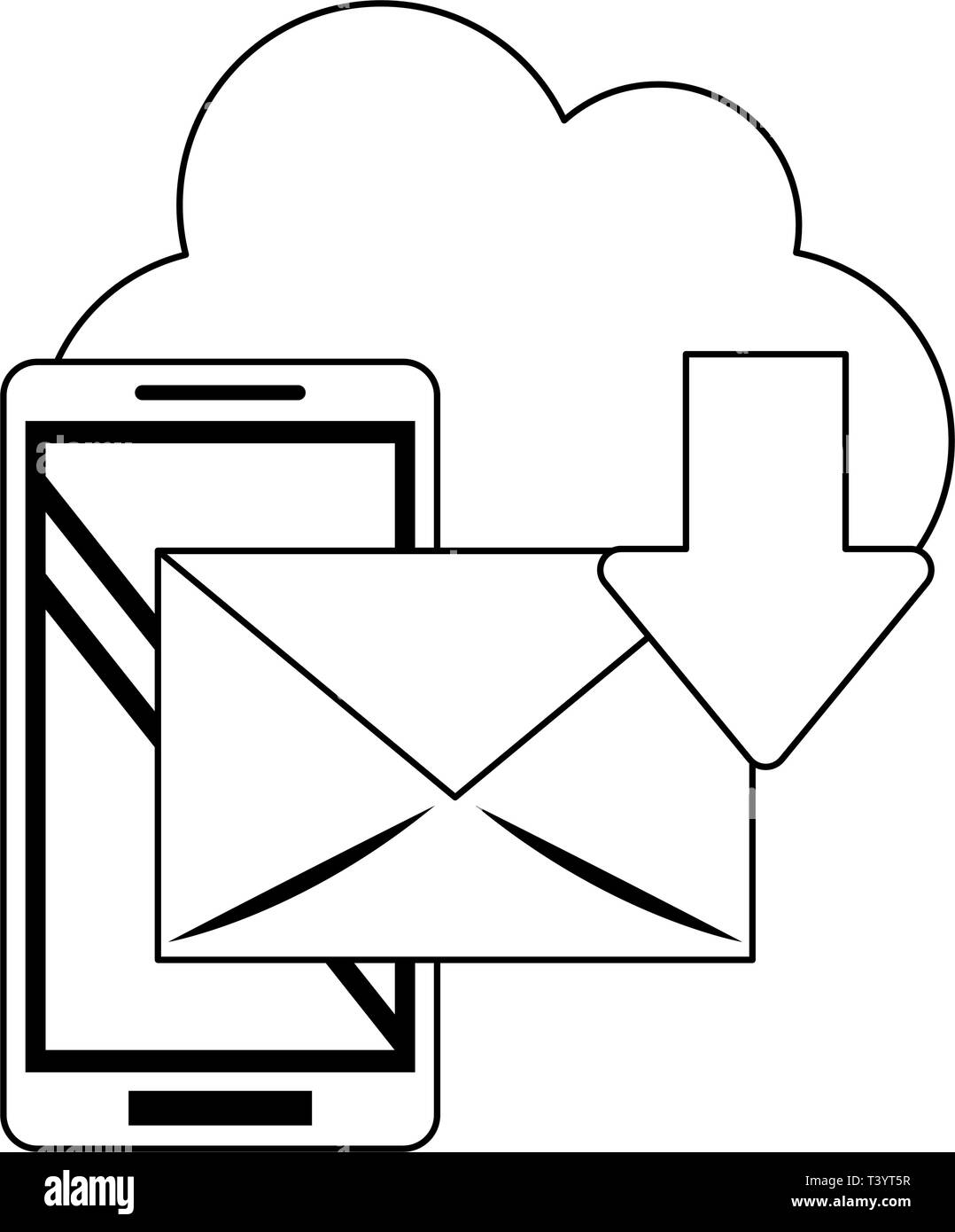 Cloud computing technology in black and white Stock Vector Image & Art ...