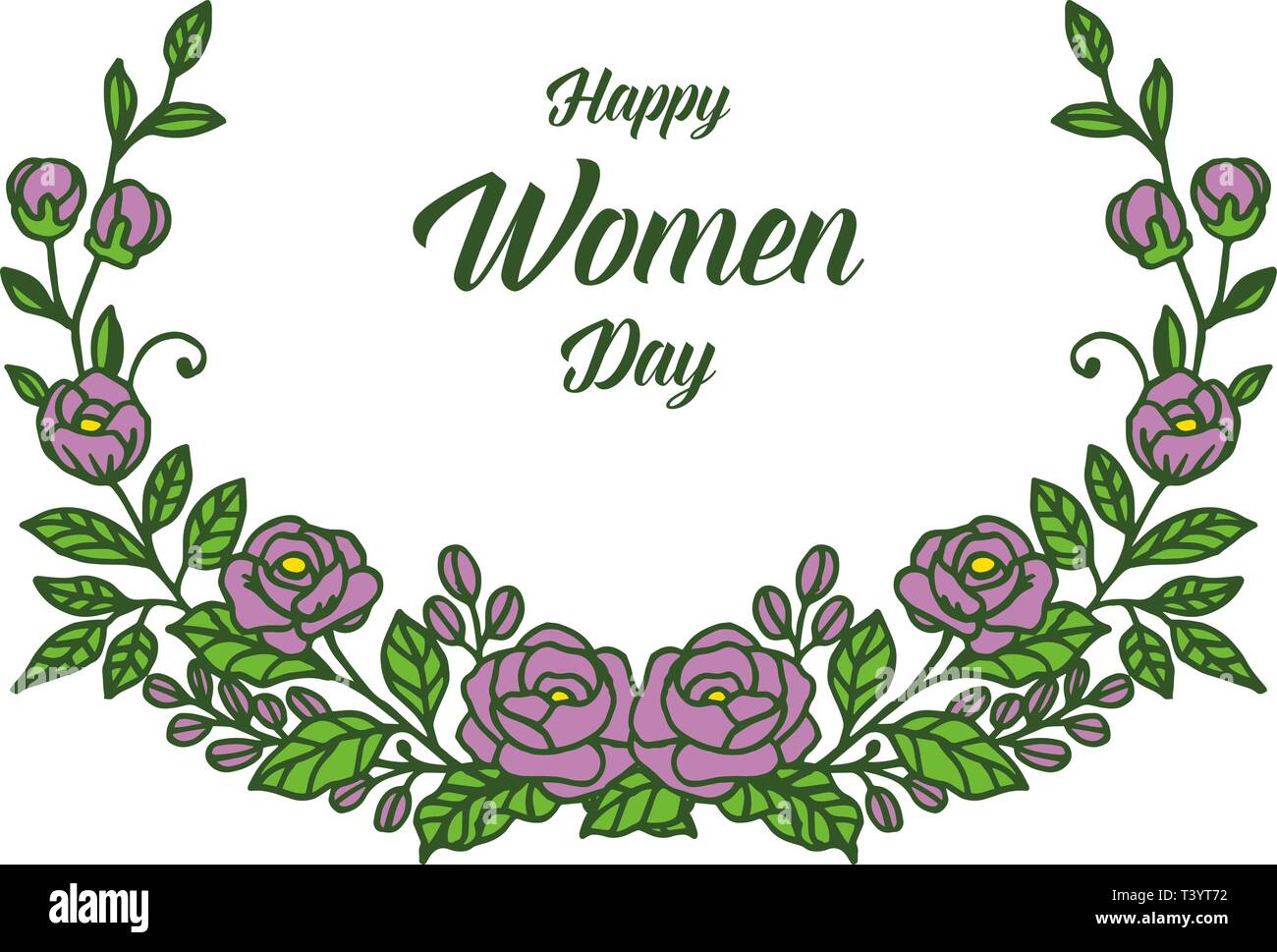 Vector illustration happy women day cards with artwork purple flower ...