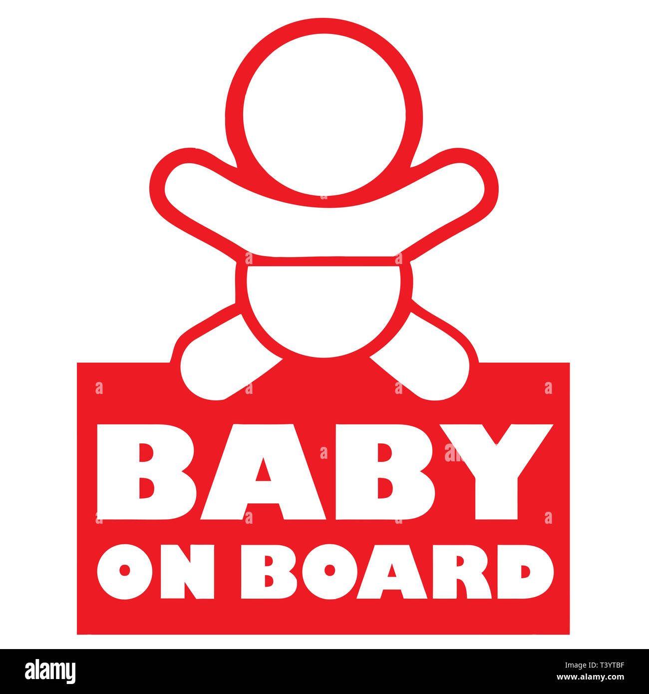 car baby on board transport safety travel illustration red drive Stock Photo