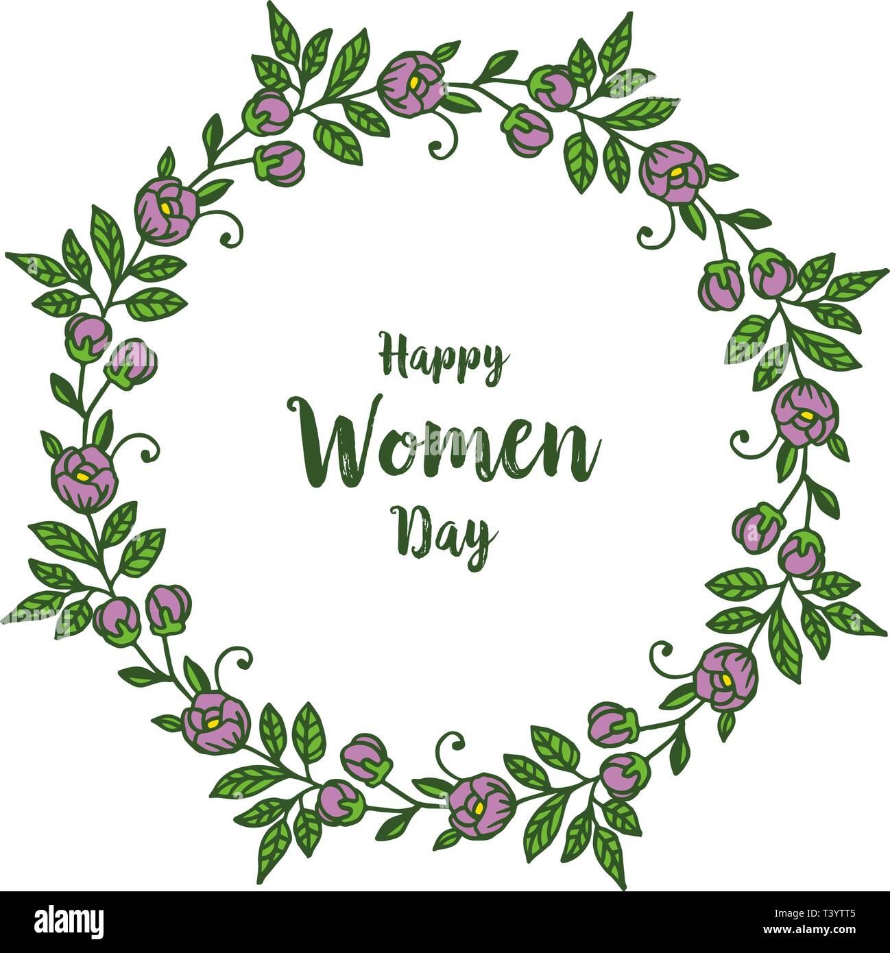 Vector illustration happy women day cards with artwork purple flower ...