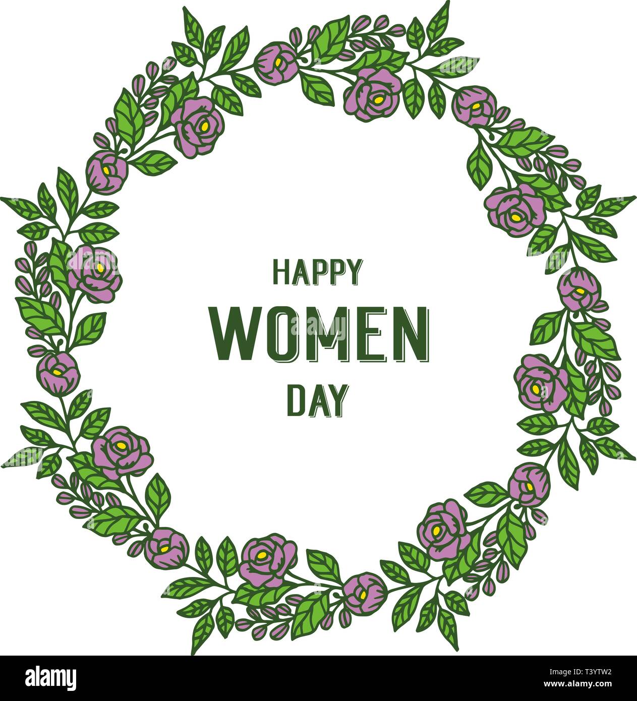 Vector illustration happy women day cards with artwork purple flower ...