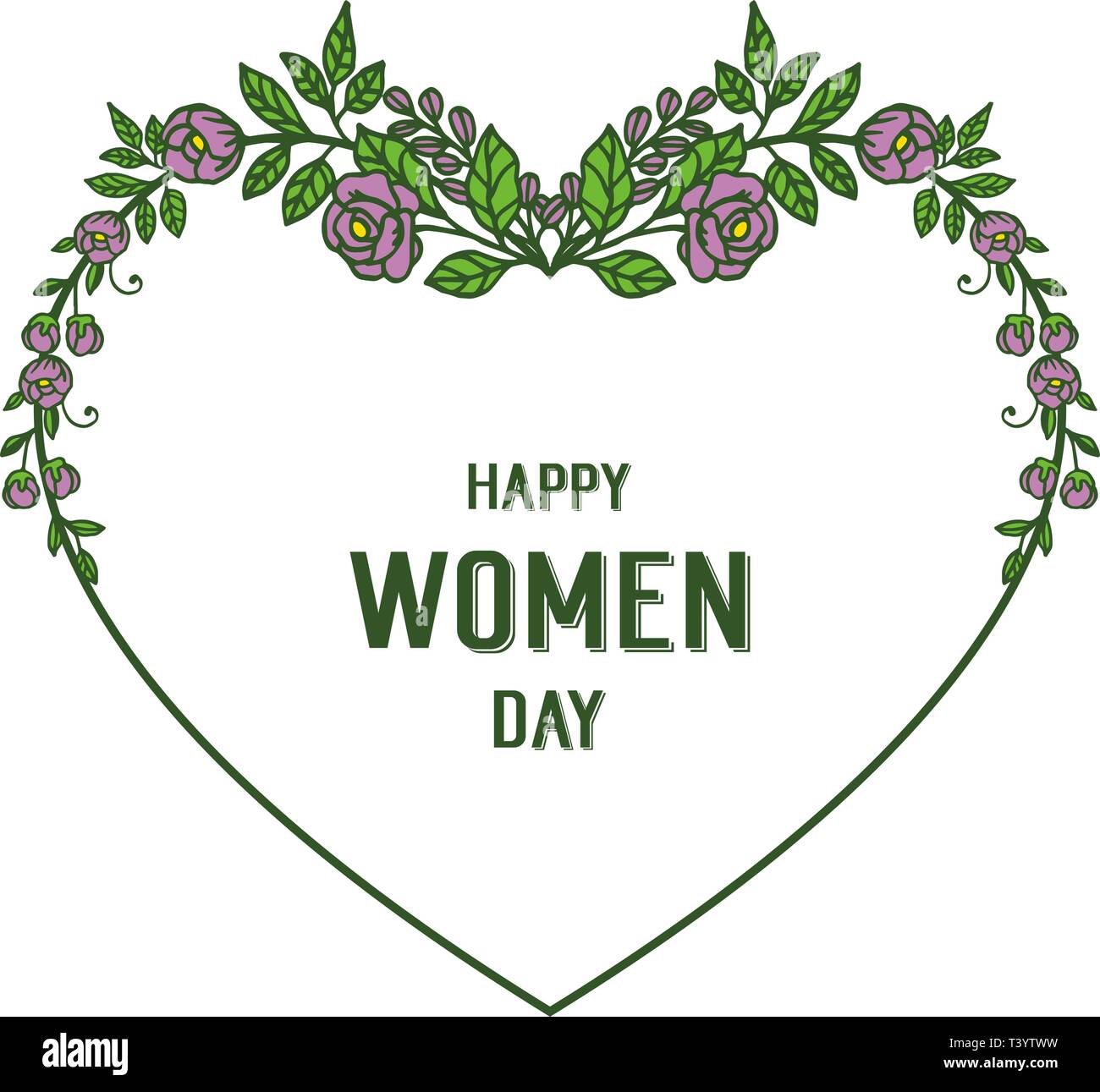 Vector illustration elegant purple wreath frame with design of happy ...