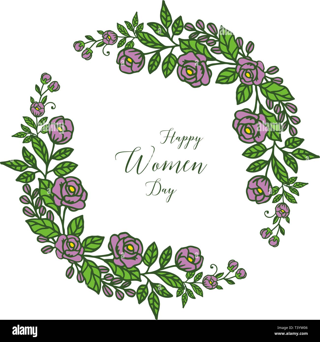 Vector illustration elegant purple wreath frame with design of happy ...