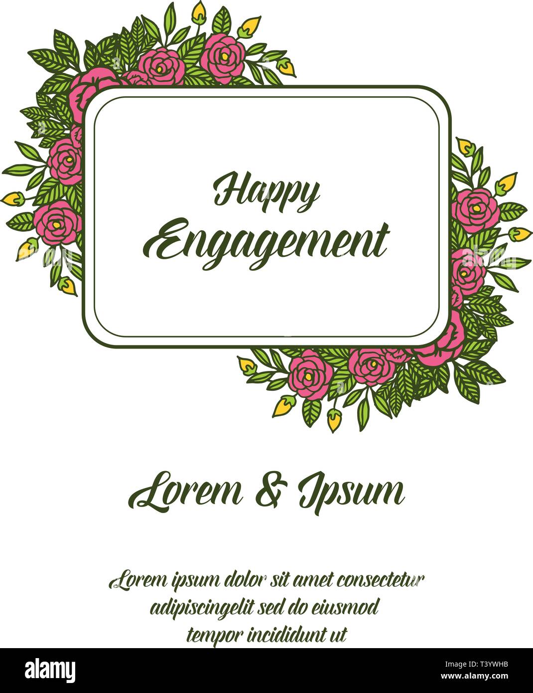 Vector illustration happy engagement greeting card with style of ...