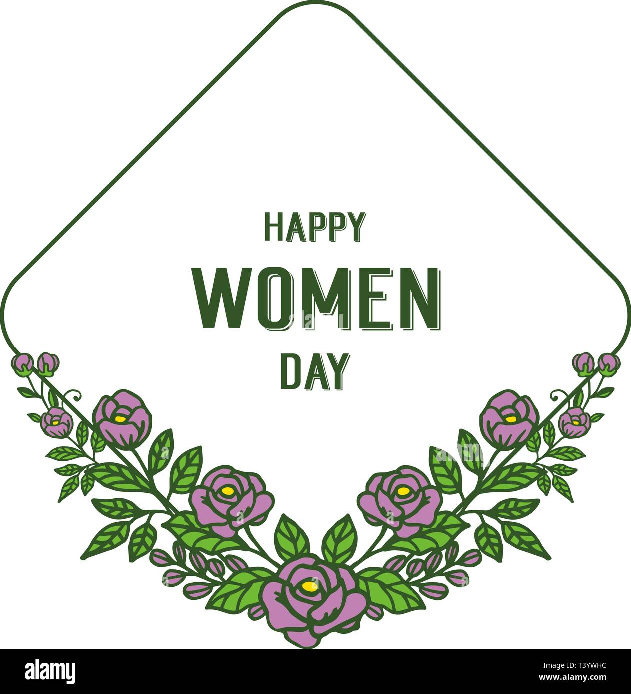 Vector illustration lettering happy women day with abstract purple ...