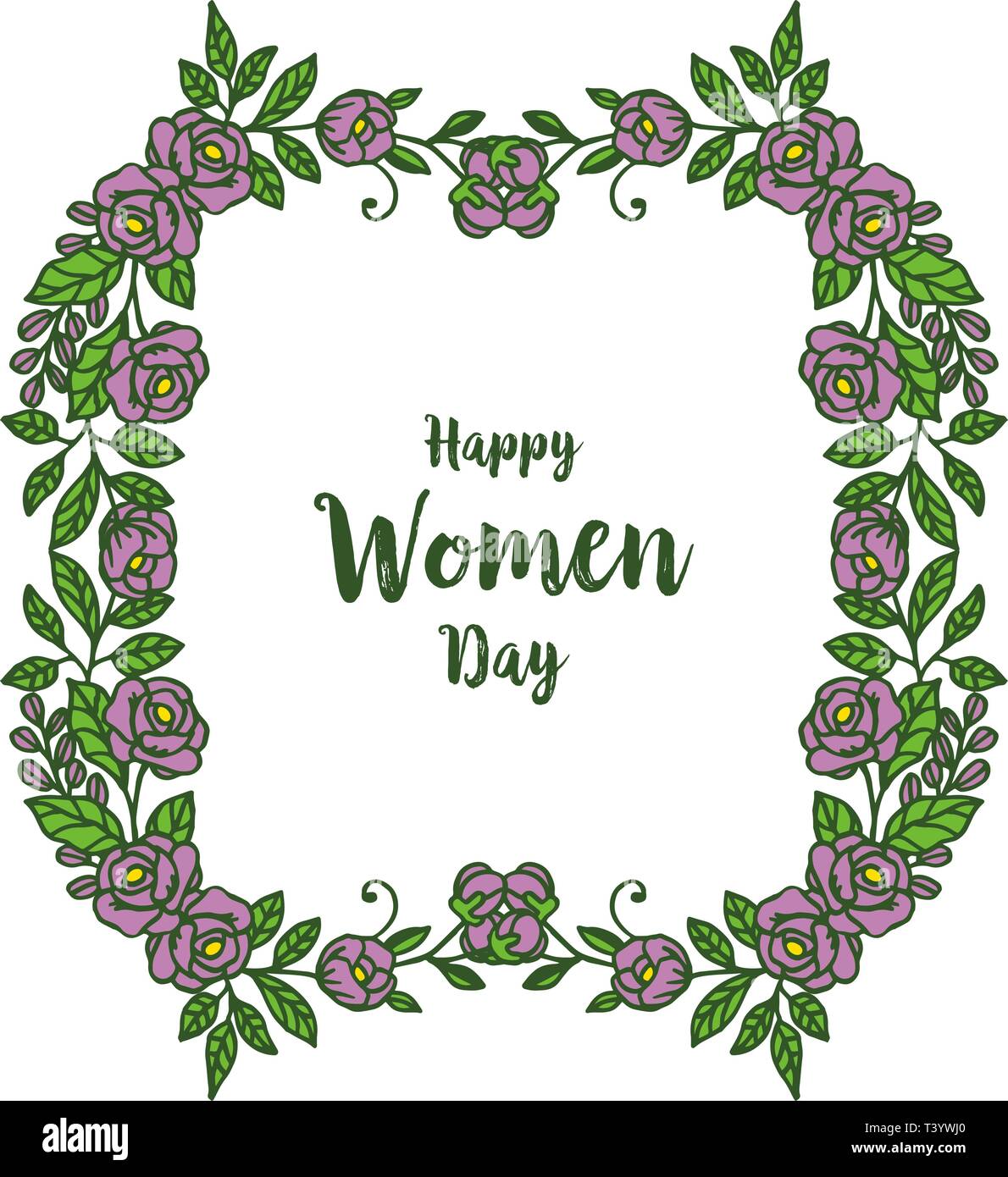 Vector illustration lettering happy women day with abstract purple ...