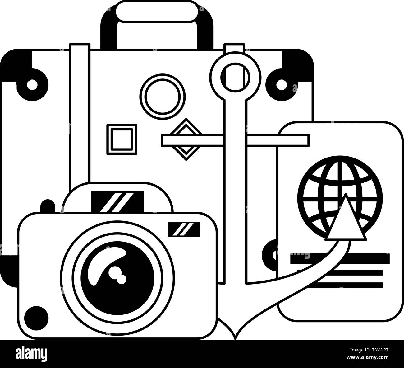 Vacations and travel black and white Stock Vector Image & Art - Alamy