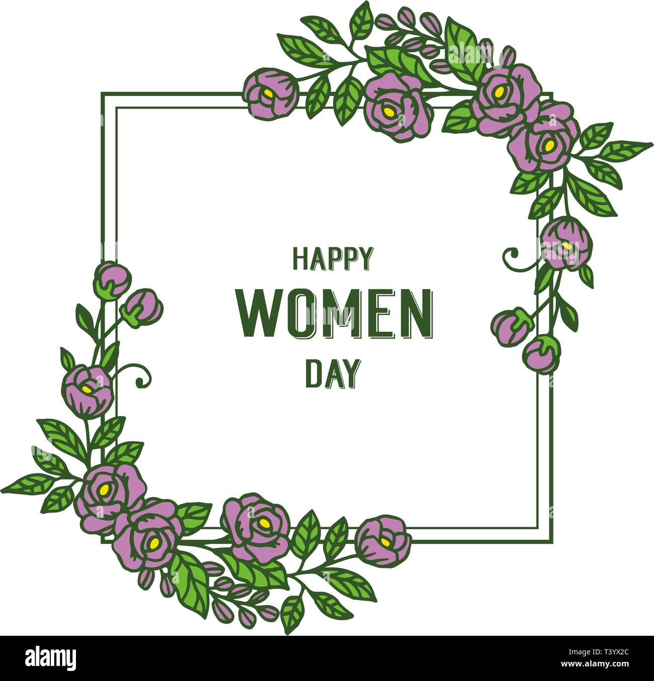 Vector illustration lettering happy women day with abstract purple ...