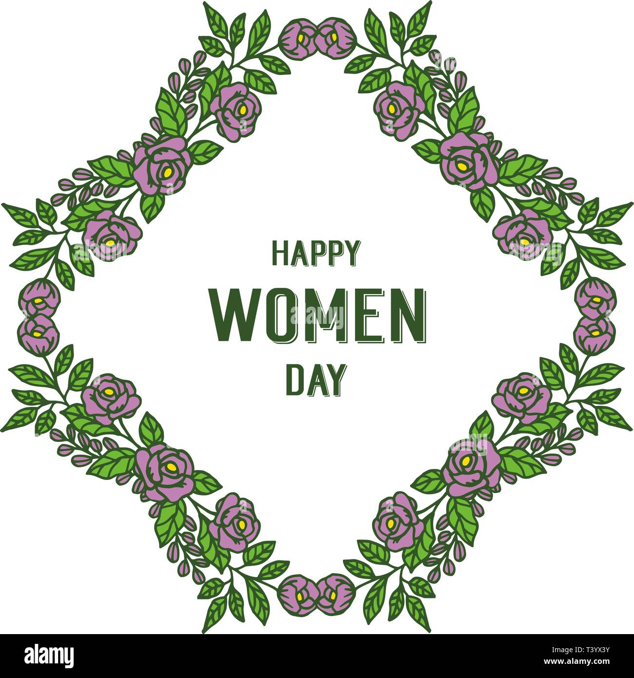 Vector illustration lettering happy women day with abstract purple ...