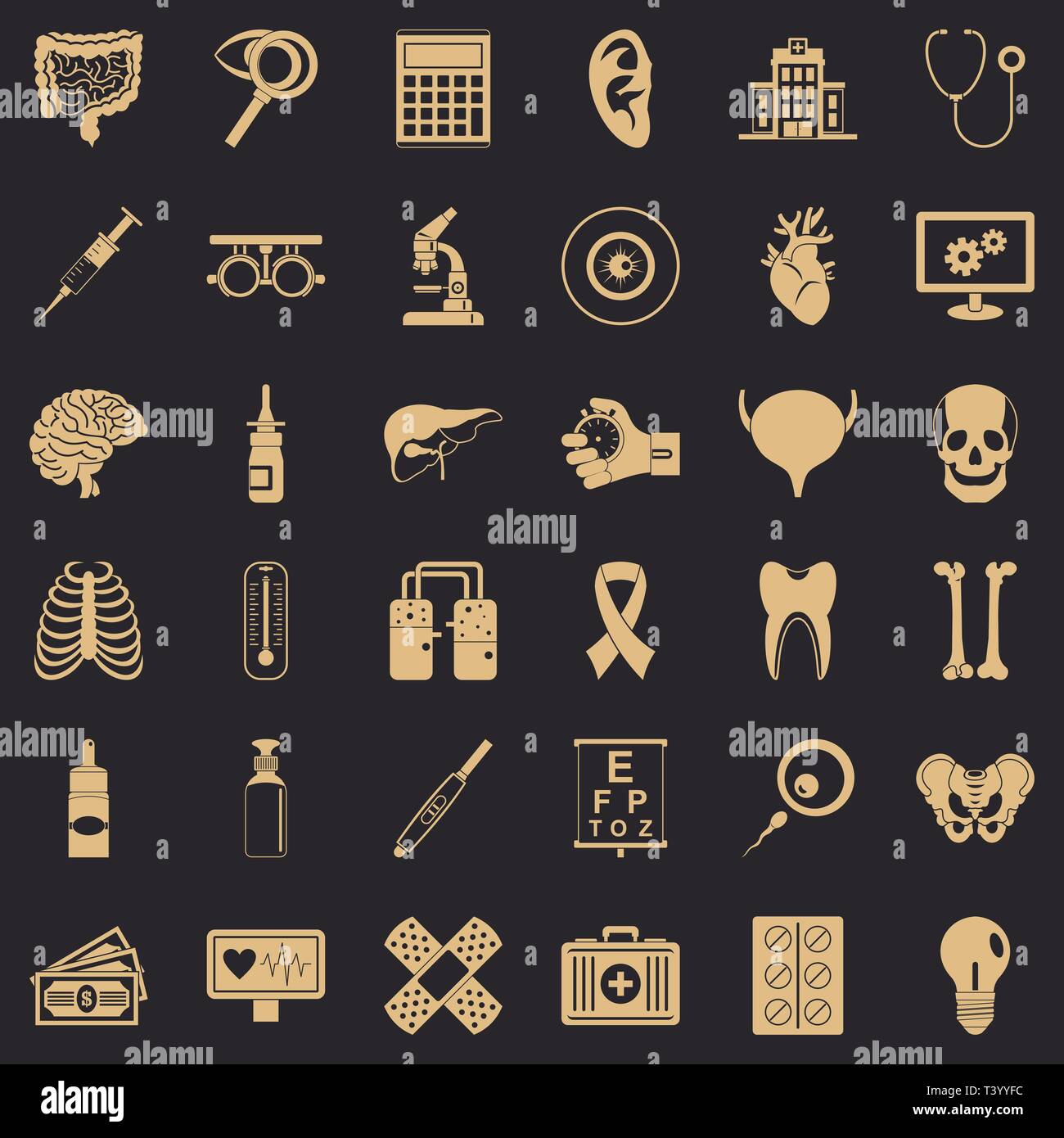Computer diagnostic icons set, simple style Stock Vector