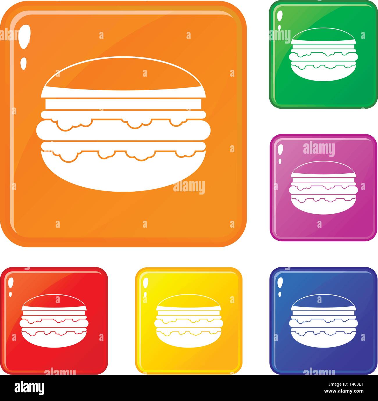Burger icons set vector color Stock Vector Image & Art - Alamy