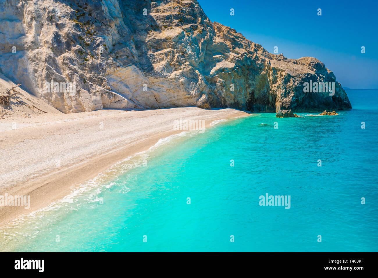 Egremni beach on the Ionian sea, Lefkada island, Greece. Stock Photo