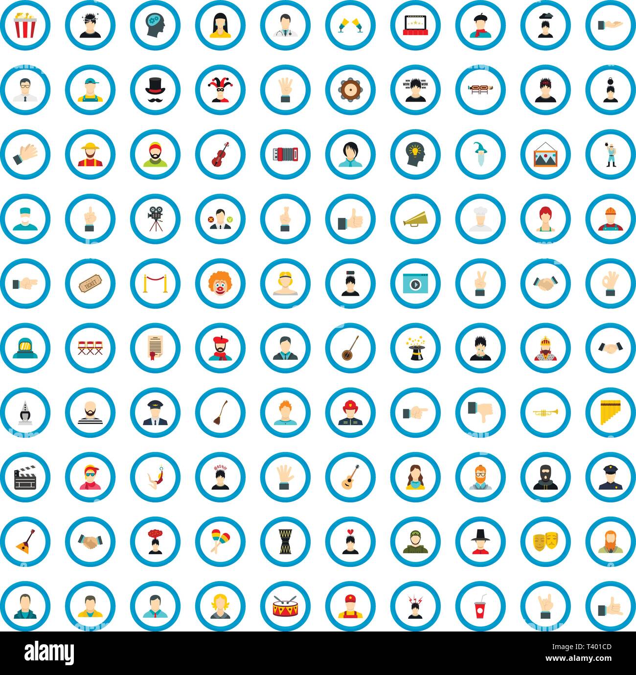 100 stage actor icons set, flat style Stock Vector Image & Art - Alamy