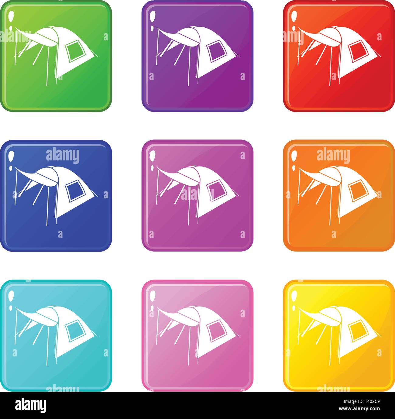One person tent icons set 9 color collection Stock Vector Image & Art ...