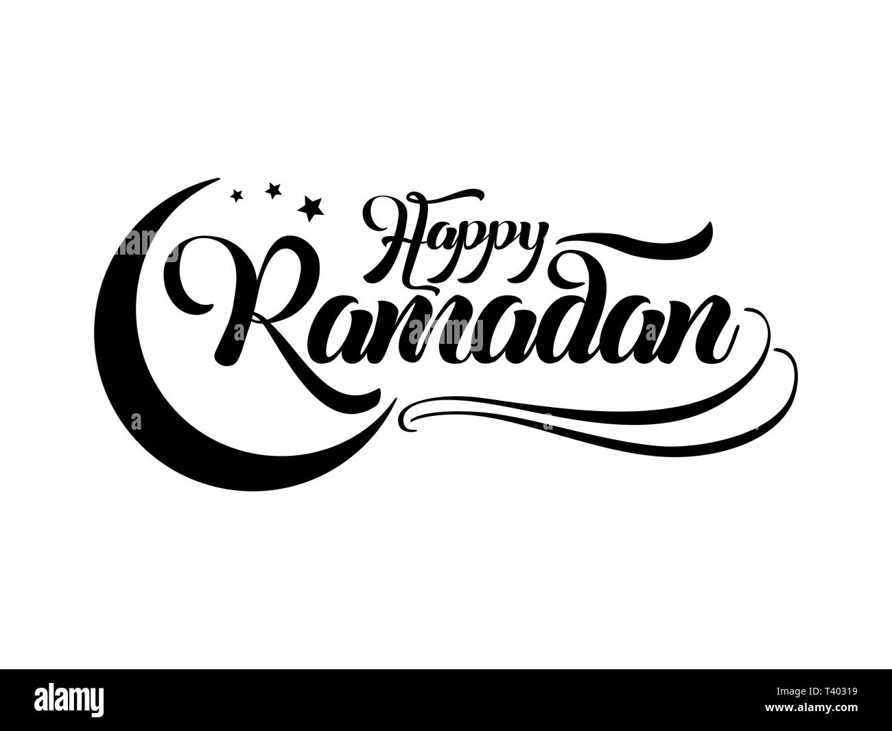 Happy Ramadan lettering greeting card on eastern oriental simple background. Stock Vector