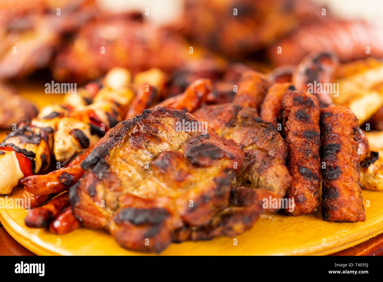 close up of mix grill served on a plate, selective focus Stock Photo Alamy