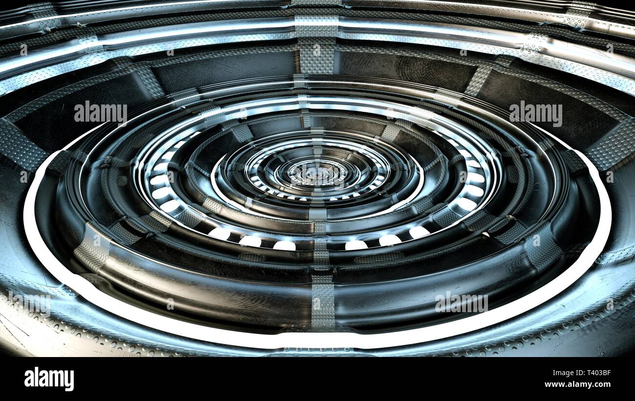Abstract circle technical and futuristic shape. High quality circle technological and futuristic gate. 3d rendering. Stock Photo